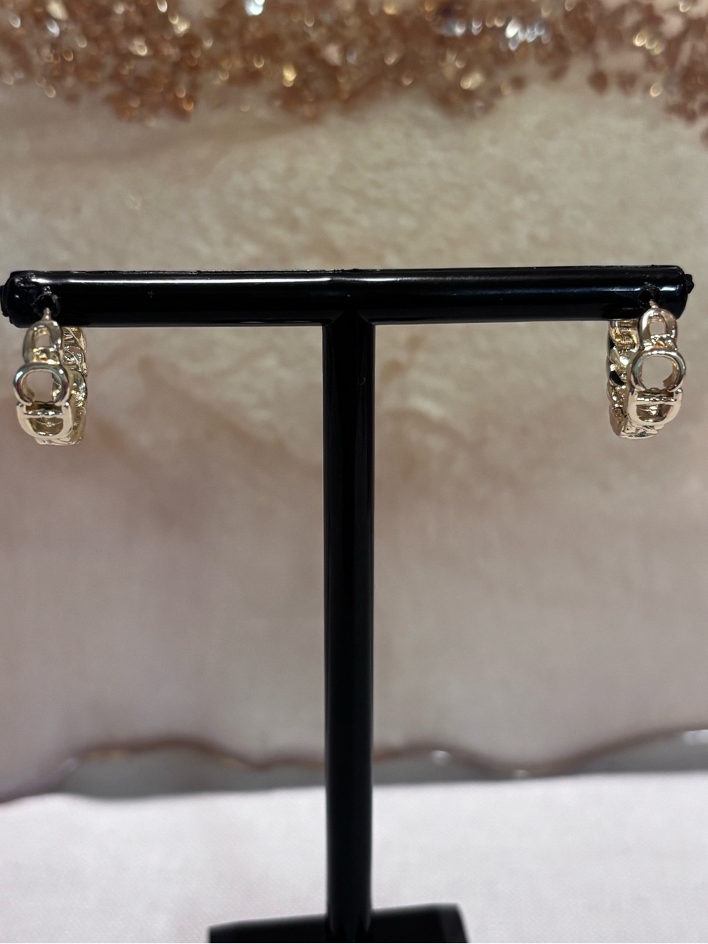 Gold-Tone Hoop Link Earrings